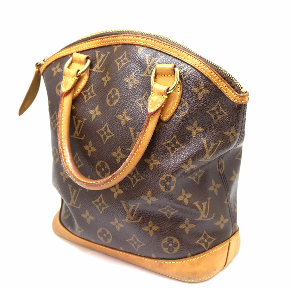 LOUIS VUITTON Lockit Monogram Canvas Handbag Brown